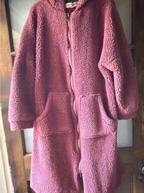 Free people Cozy Hooded Sherpa Coat - Dusty Rose